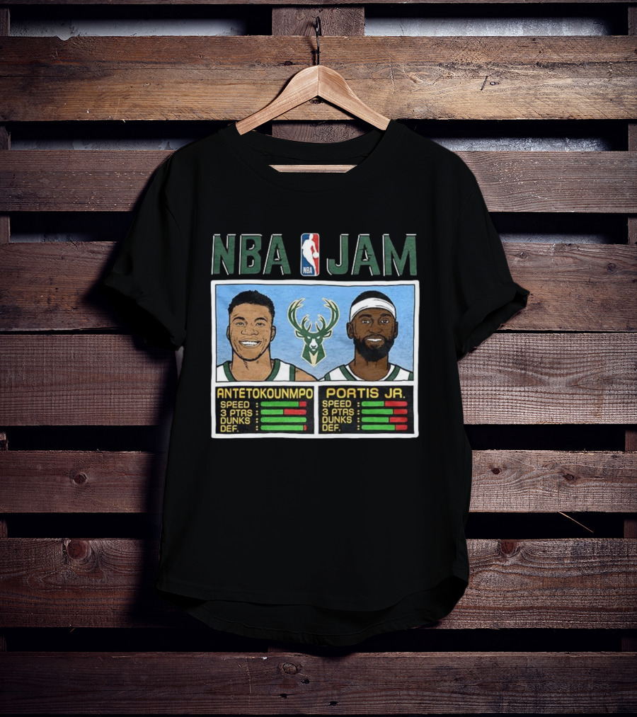 NBA Jam Antetokounmpo Portis Jr Milwaukee Bucks Classic Video Game T-Shirt
