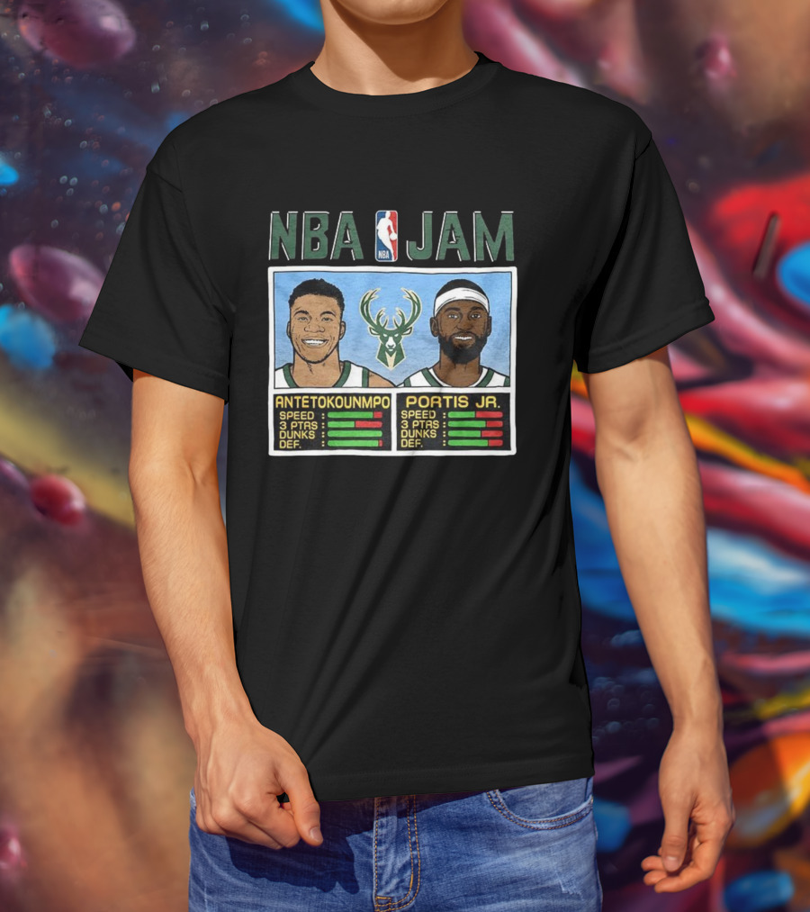 NBA Jam Antetokounmpo Portis Jr Milwaukee Bucks Classic Video Game T-Shirt