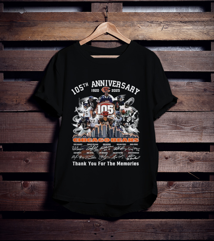 Chicago Bears 105th Anniversary 1920-2025 Thank You For The Memories T-Shirt