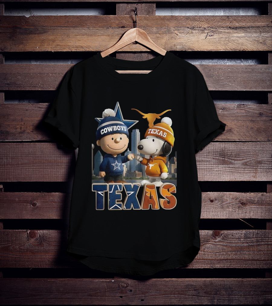 Charlie Brown Snoopy Cowboys Texas Longhorns Fist Bump T-Shirt