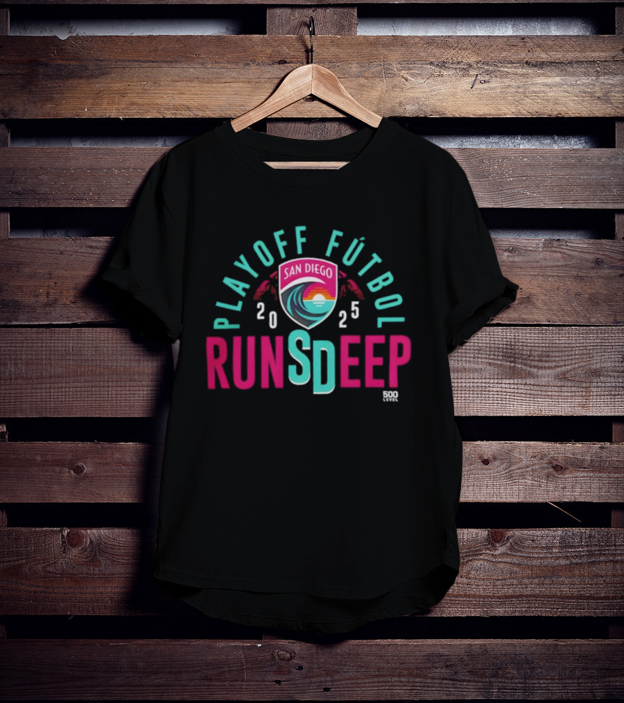 San Diego Wave FC 2025 Playoff Fútbol Runs Deep T-Shirt