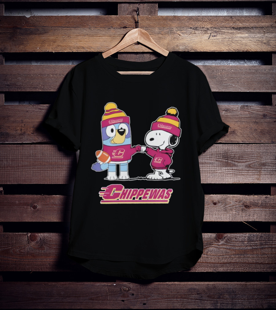 Snoopy Bluey Central Michigan Chippewas Football Collaboration T-Shirt