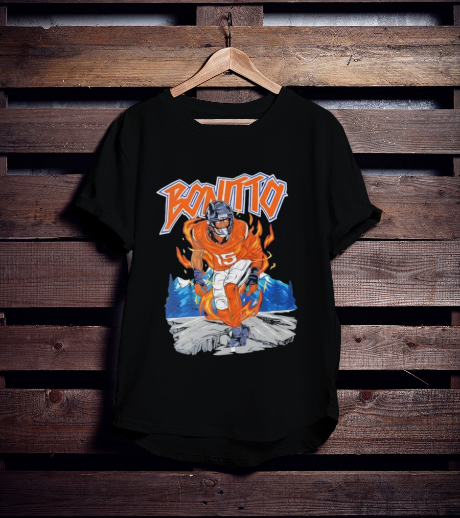 Bonitto 15 Football Flames And Mountains Graphic T-Shirt