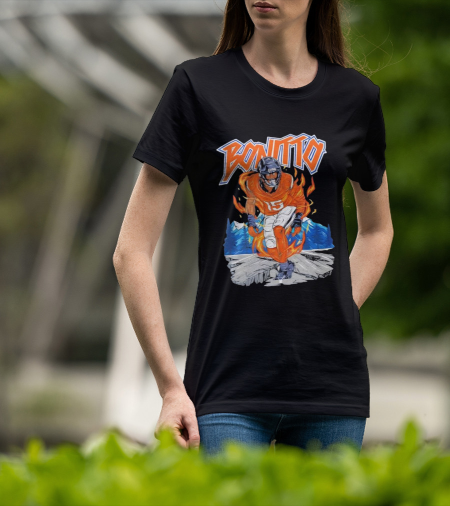 Bonitto 15 Football Flames And Mountains Graphic T-Shirt
