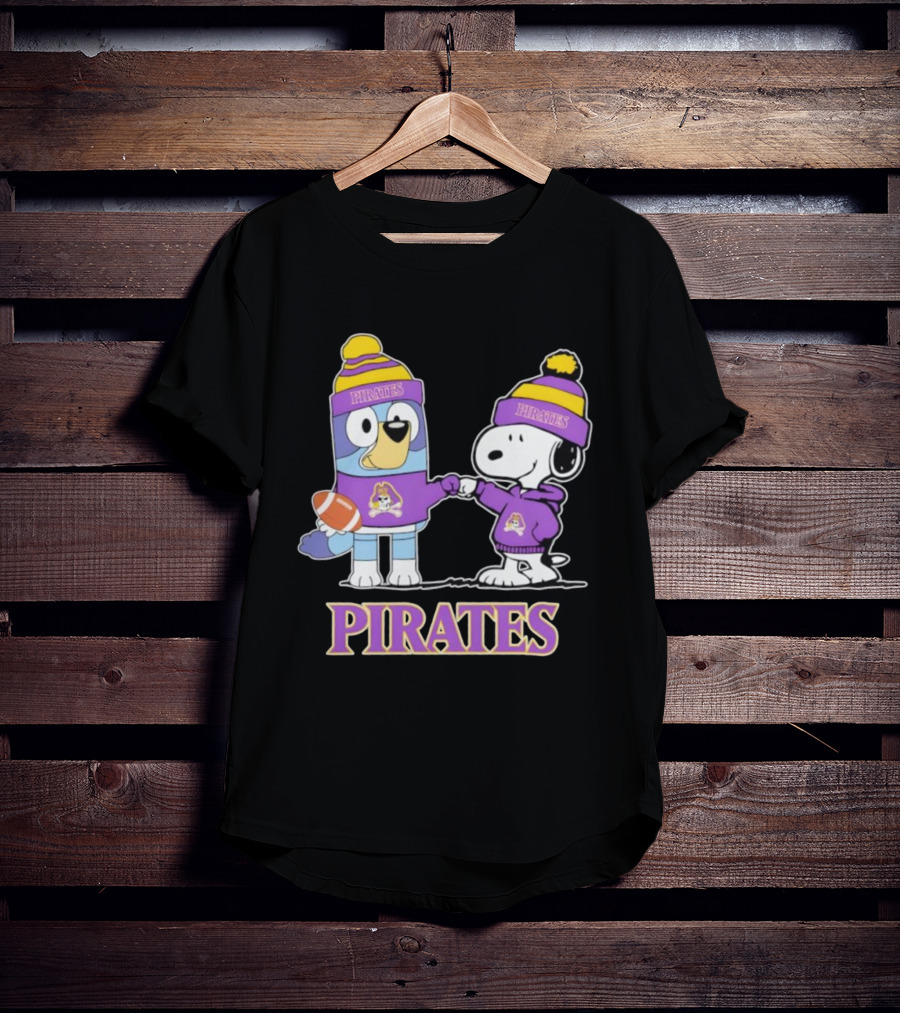 Snoopy Bluey East Carolina Pirates Football Festive Team Spirit T-Shirt