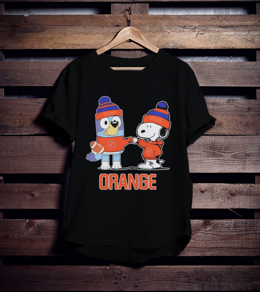 Snoopy Bluey Syracuse Orange Football Collaboration T-Shirt