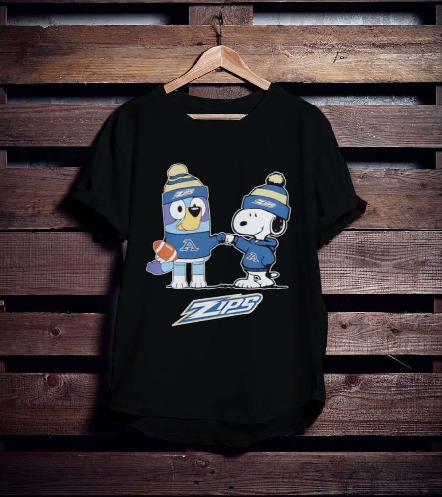 Snoopy X Bluey Akron Zips Football A Collaboration T-Shirt
