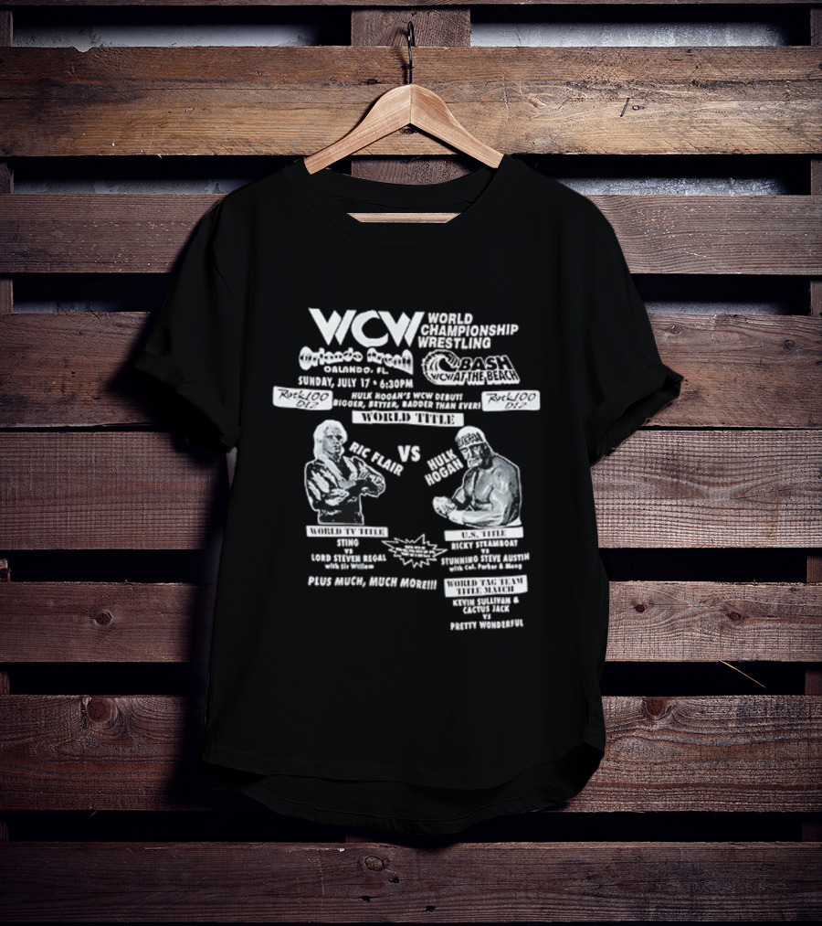 WCW World Championship Wrestling Clash Ric Flair Vs Hulk Hogan Orlando Arena Bash At The Beach T-Shirt