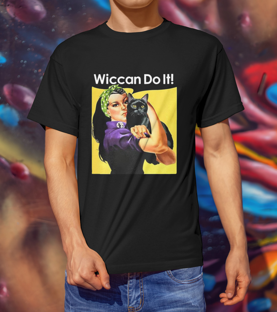 Wiccan Do It Rosie The Riveter Black Cat Magic Empowerment T-Shirt
