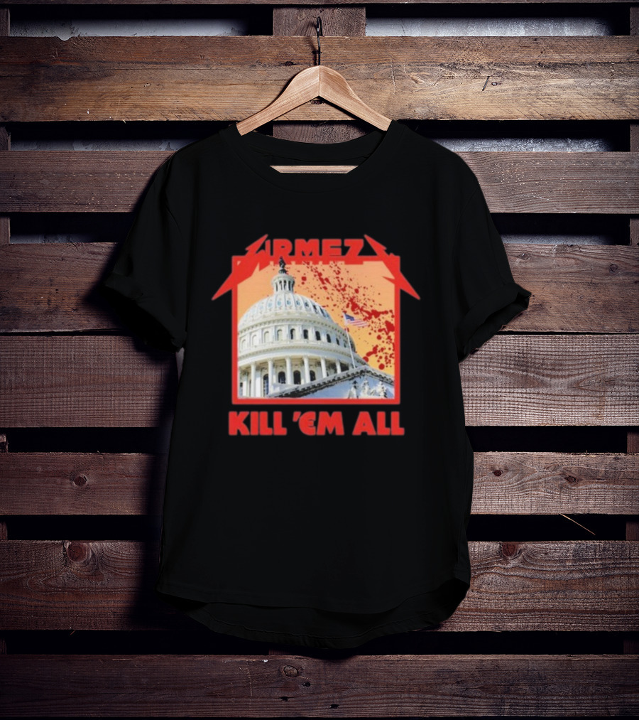WRMFZY Kill Em All Capitol Blood Spatter American Flag T-Shirt