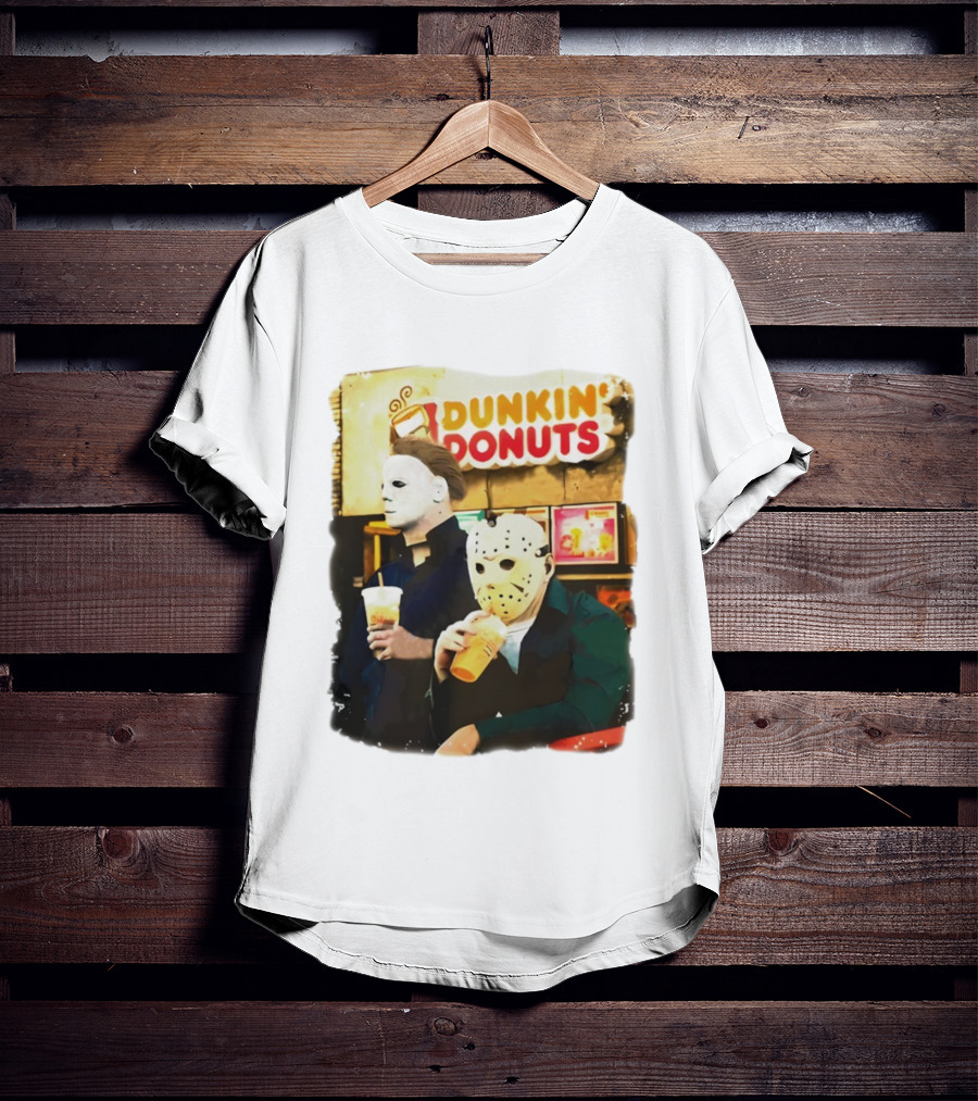 Dunkin Donuts Halloween Michael Jason Horror Movie Funny T-Shirt