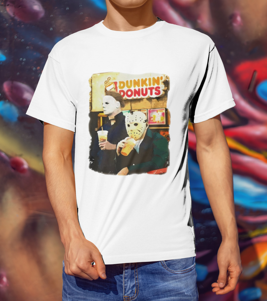 Dunkin Donuts Halloween Michael Jason Horror Movie Funny T-Shirt