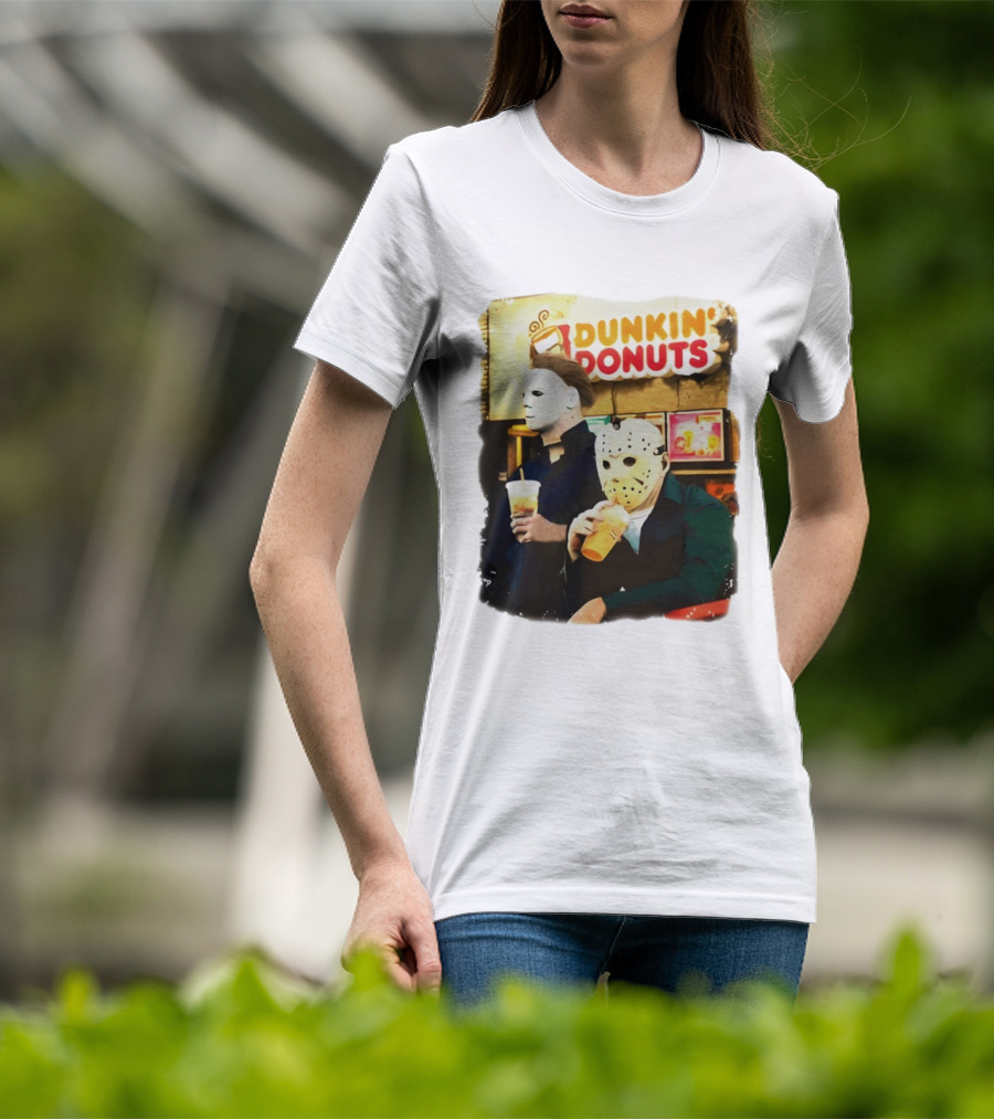 Dunkin Donuts Halloween Michael Jason Horror Movie Funny T-Shirt