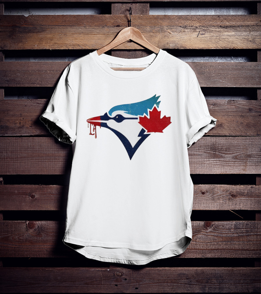 Toronto Blue Jays Dripping Maple Leaf Bird Emblem T-Shirt