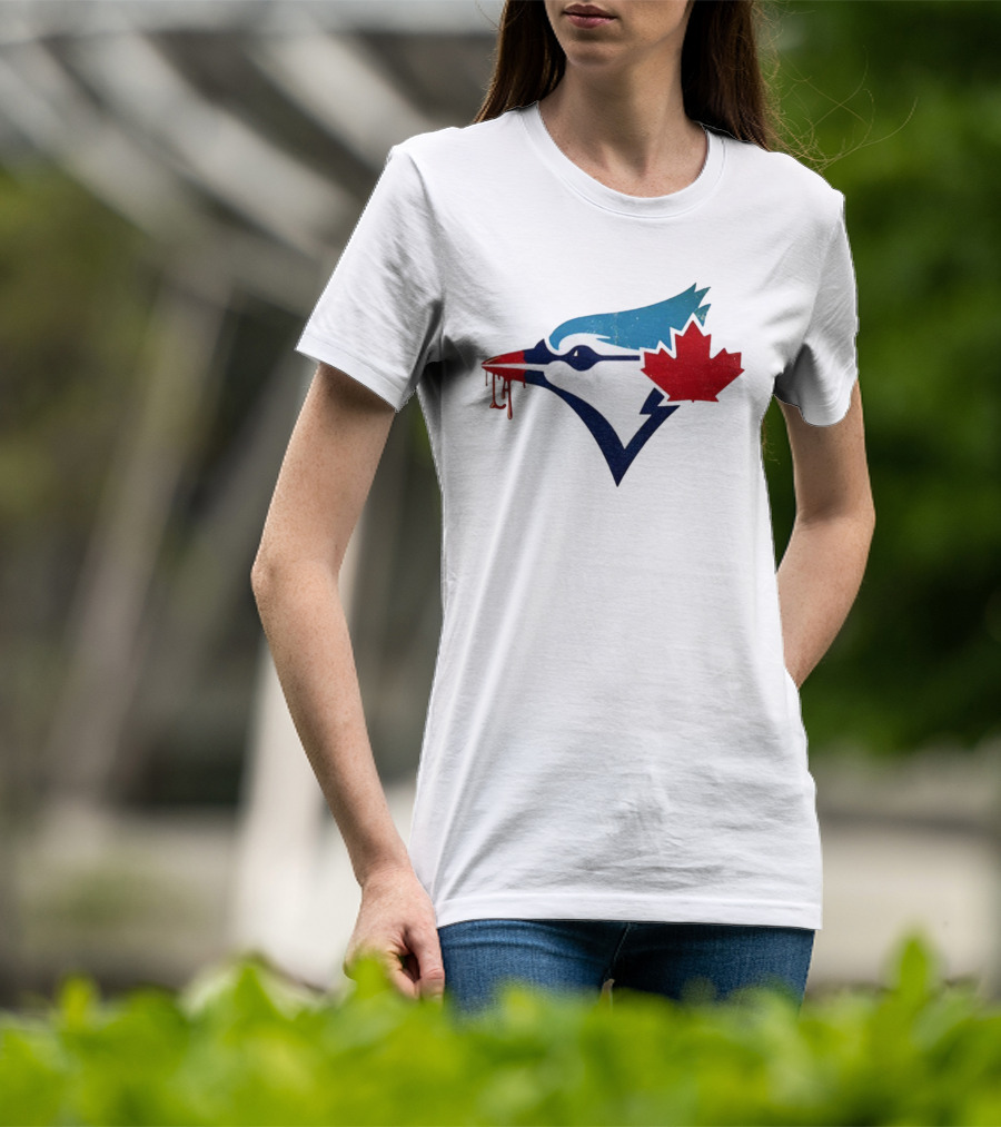 Toronto Blue Jays Dripping Maple Leaf Bird Emblem T-Shirt
