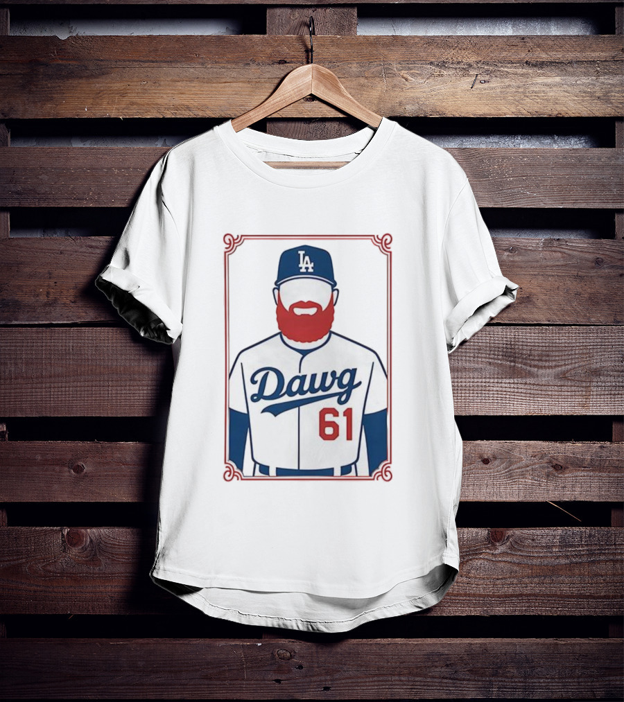 LA Dodgers Dawg 61 Baseball Player Red Beard Iconic Design T-Shirt