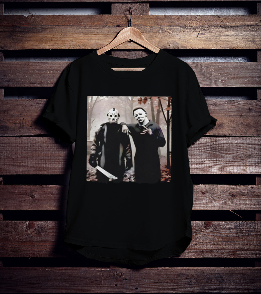 Jason Voorhees Michael Myers Halloween Horror Characters Forest Scene T-Shirt