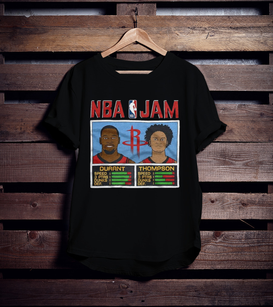 Kevin Durant Amen Thompson Houston Rockets NBA Jam Retro Style T-Shirt