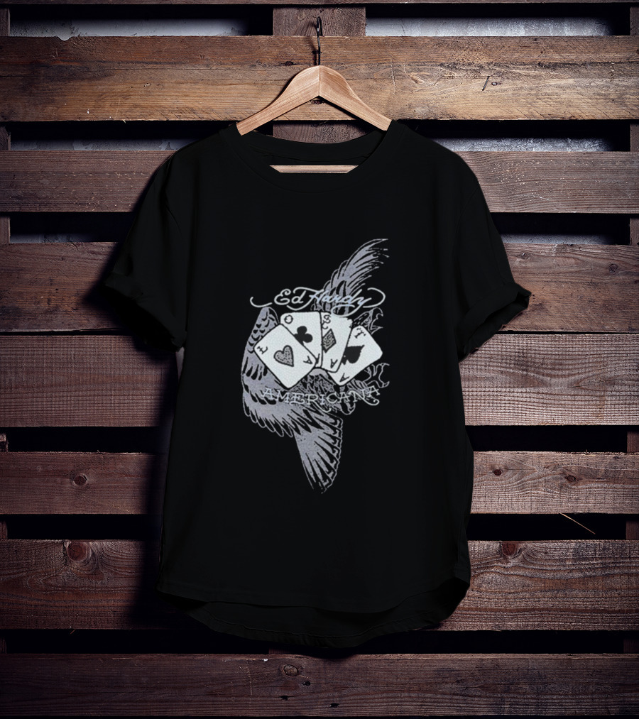 Ed Hardy Lost Cards Americana Rhinestone Rib Machine Gun Kelly Collaboration T-Shirt