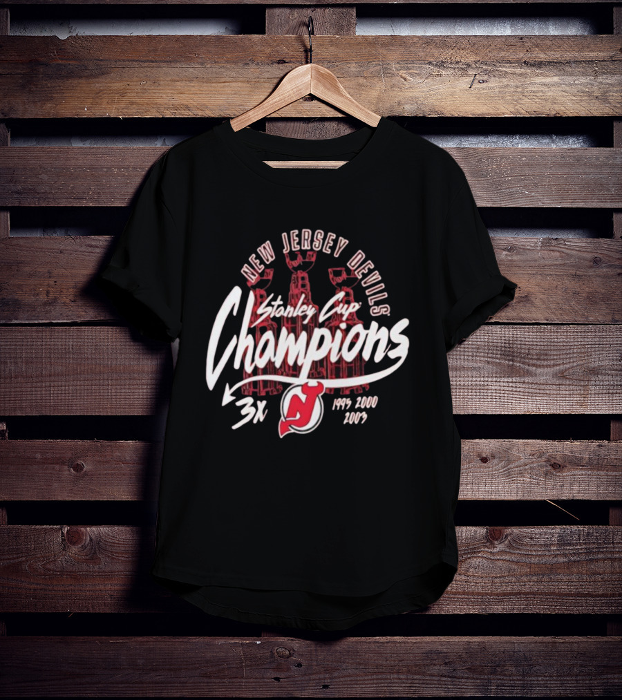 New Jersey Devils Stanley Cup Champions 3x 1995 2000 2003 T-Shirt