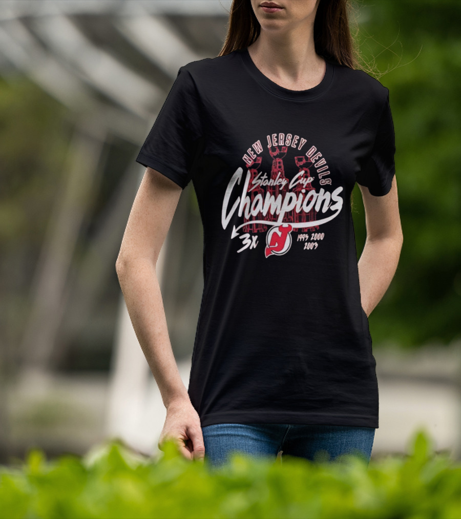 New Jersey Devils Stanley Cup Champions 3x 1995 2000 2003 T-Shirt