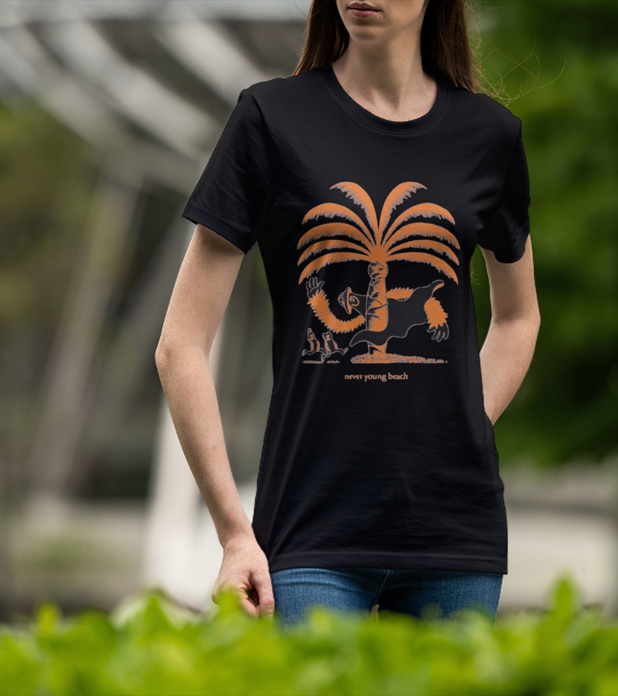 Never Young Beach Ghost Palm Tree Design Yashinoki T-Shirt