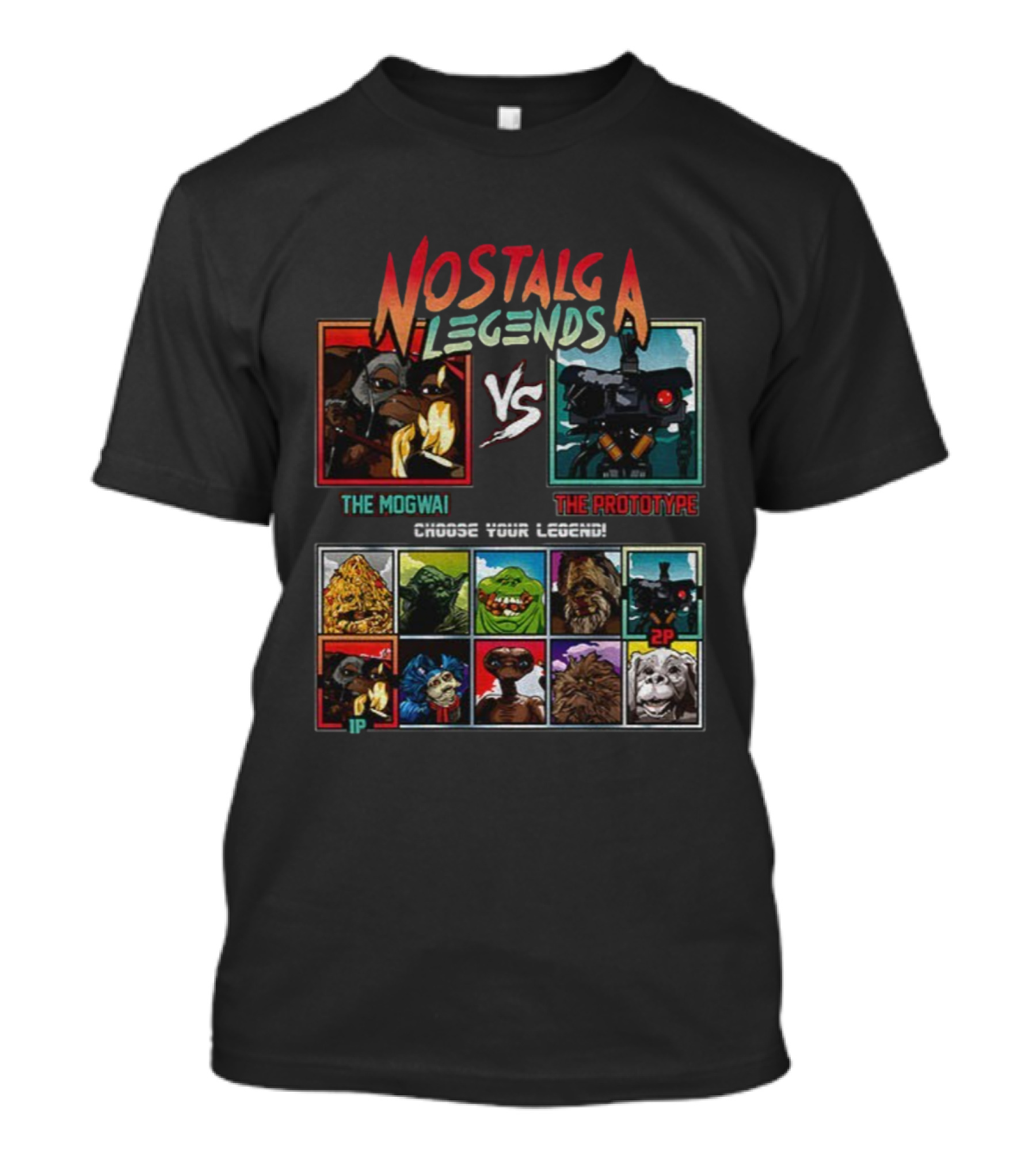 Nostalgia Legends Mogwai Vs Prototype Retro Battle Choose Your Legend T-Shirt