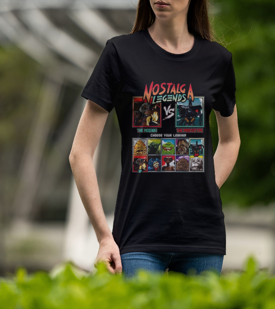 Nostalgia Legends Mogwai Vs Prototype Retro Battle Choose Your Legend T-Shirt