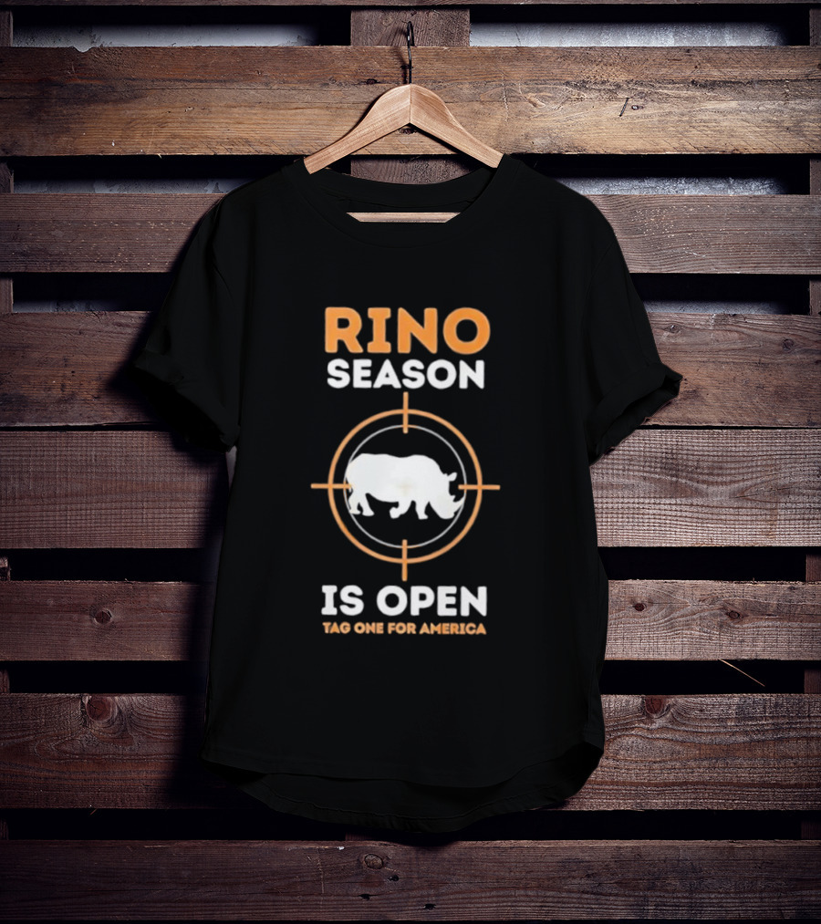 Rino Season Is Open Tag One For America Text With Target And Rhino Graphic T-Shirt