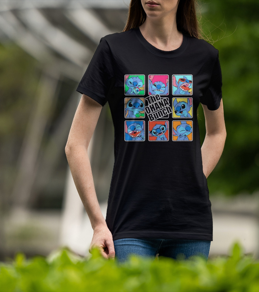 The OHANA Bunch Stitch Nine Panel Grid Colorful Expressions T-Shirt