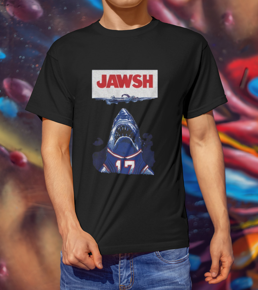 Buffalo Bills Josh Allen 17 Jawsh Jaws Pop Culture Mashup T-Shirt