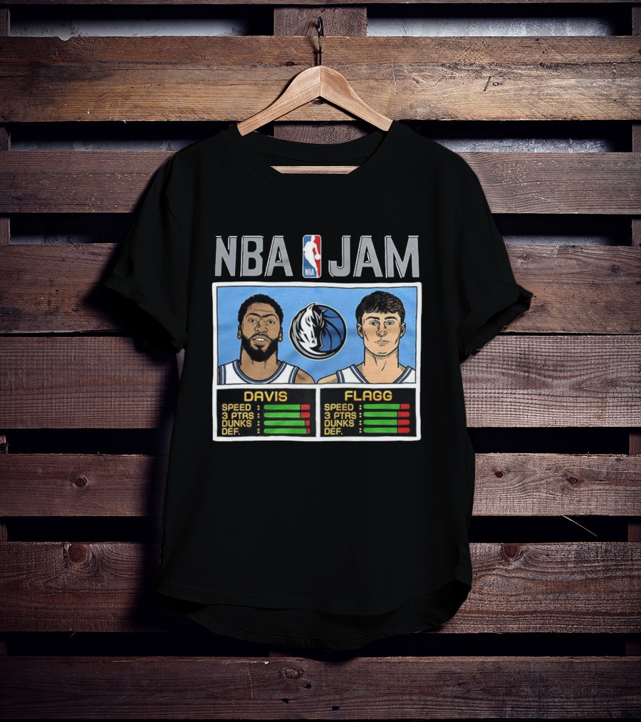 Anthony Davis Cooper Flagg NBA Jam Dallas Mavericks Retro Style T-Shirt