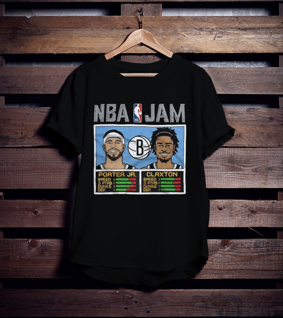 NBA Jam Porter Jr Claxton Brooklyn Nets Player Stats T-Shirt