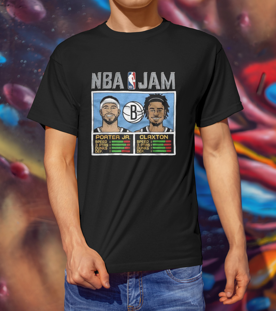 NBA Jam Porter Jr Claxton Brooklyn Nets Player Stats T-Shirt