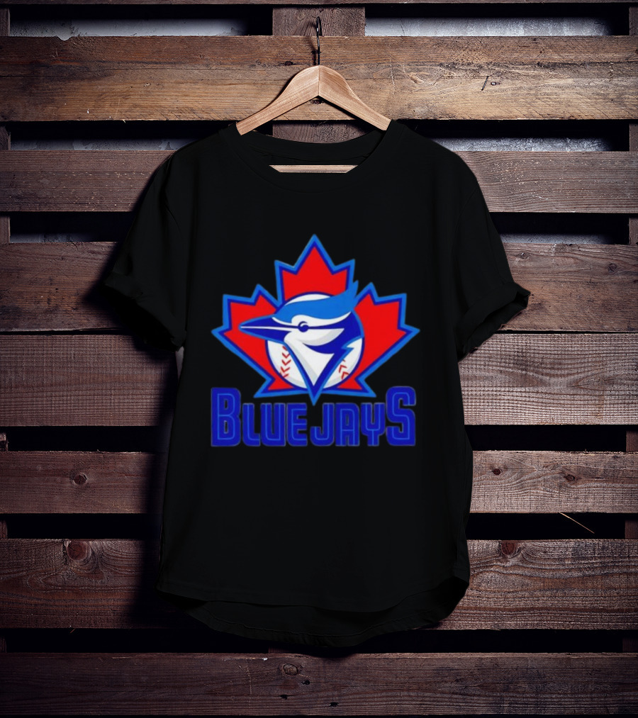 Toronto Blue Jays Emblem In Red Maple Leaf Icon Blue Jays T-Shirt