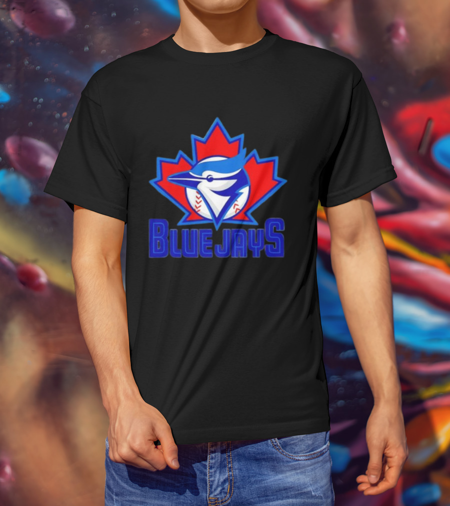 Toronto Blue Jays Emblem In Red Maple Leaf Icon Blue Jays T-Shirt