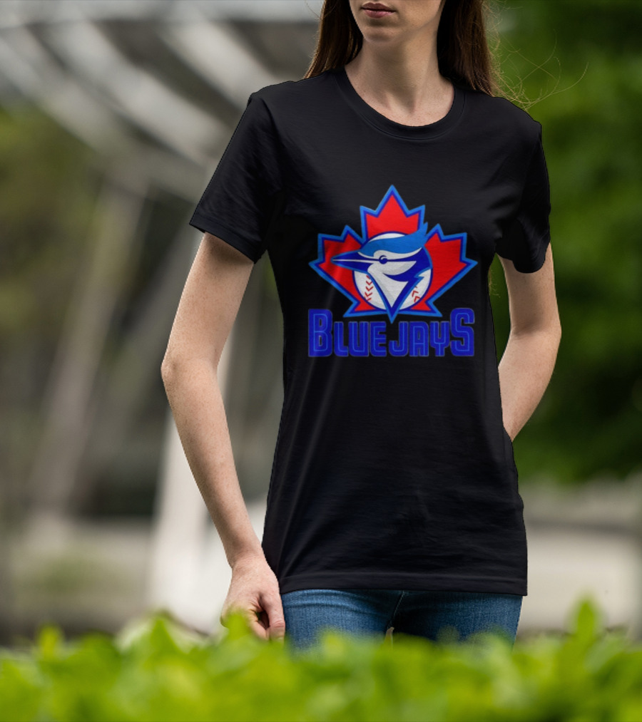 Toronto Blue Jays Emblem In Red Maple Leaf Icon Blue Jays T-Shirt