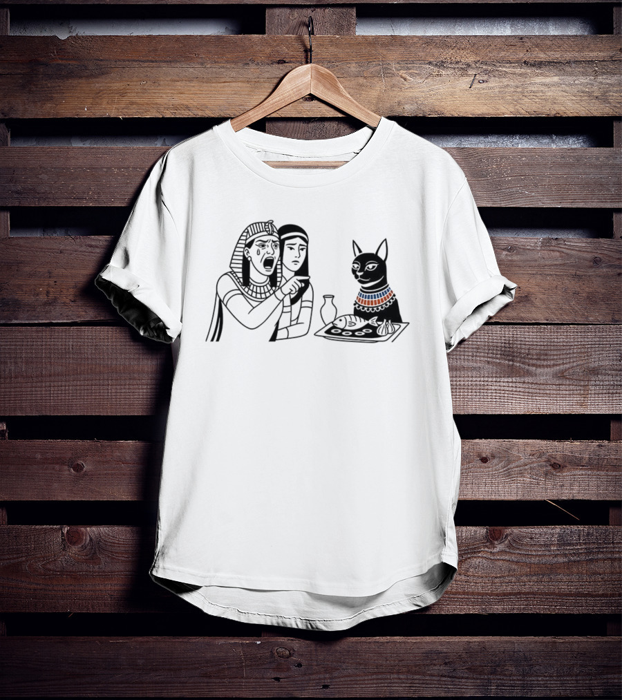 Egyptian Woman Yelling At Cat Goddess Bastet Meme Illustration T-Shirt