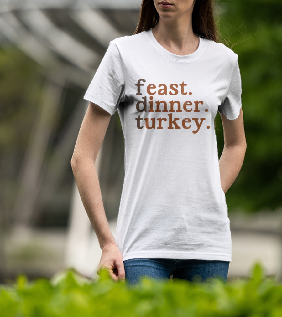 Feast Dinner Turkey Minimalist Pro-Immigrant Thanksgiving FDT T-Shirt