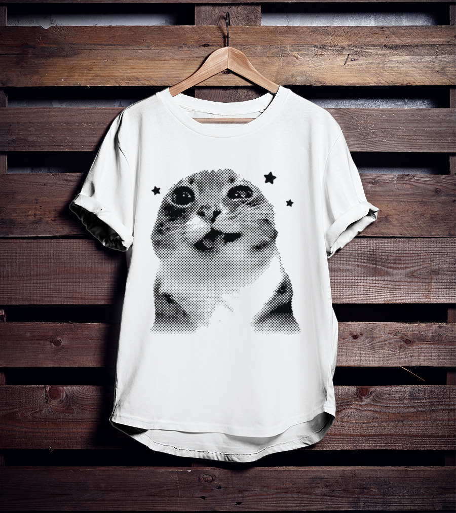 Rigby Cat Floating In Space Retro Star Meme T-Shirt