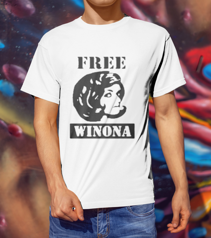 Free Winona Ryder Retro Stencil Style T-Shirt