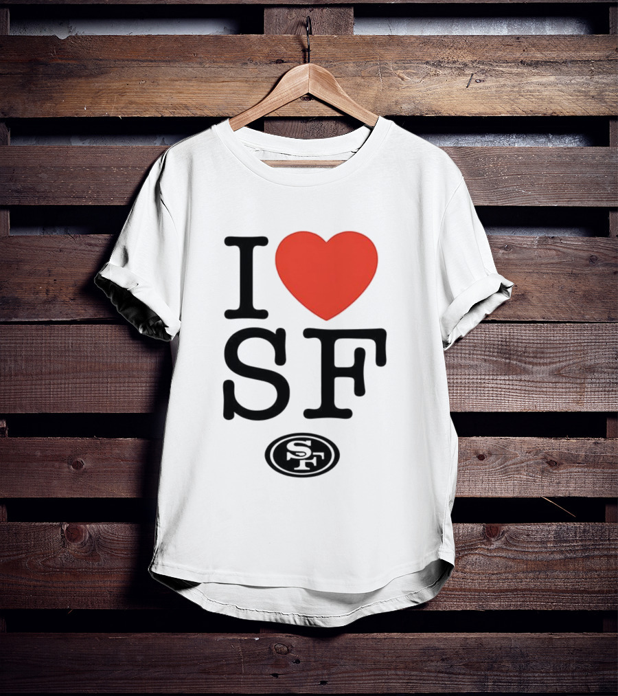 San Francisco 49ers I Love SF Heart Symbol Football Team Logo T-Shirt