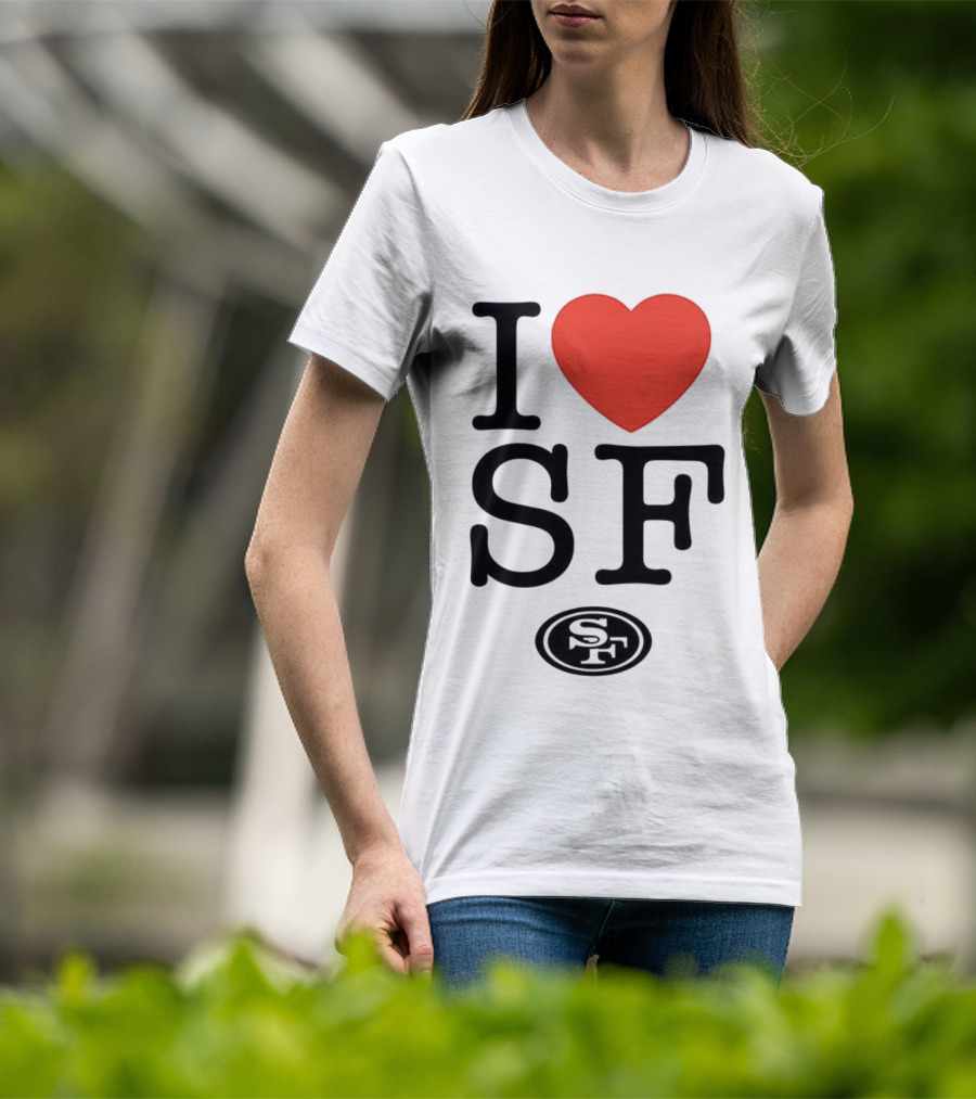 San Francisco 49ers I Love SF Heart Symbol Football Team Logo T-Shirt