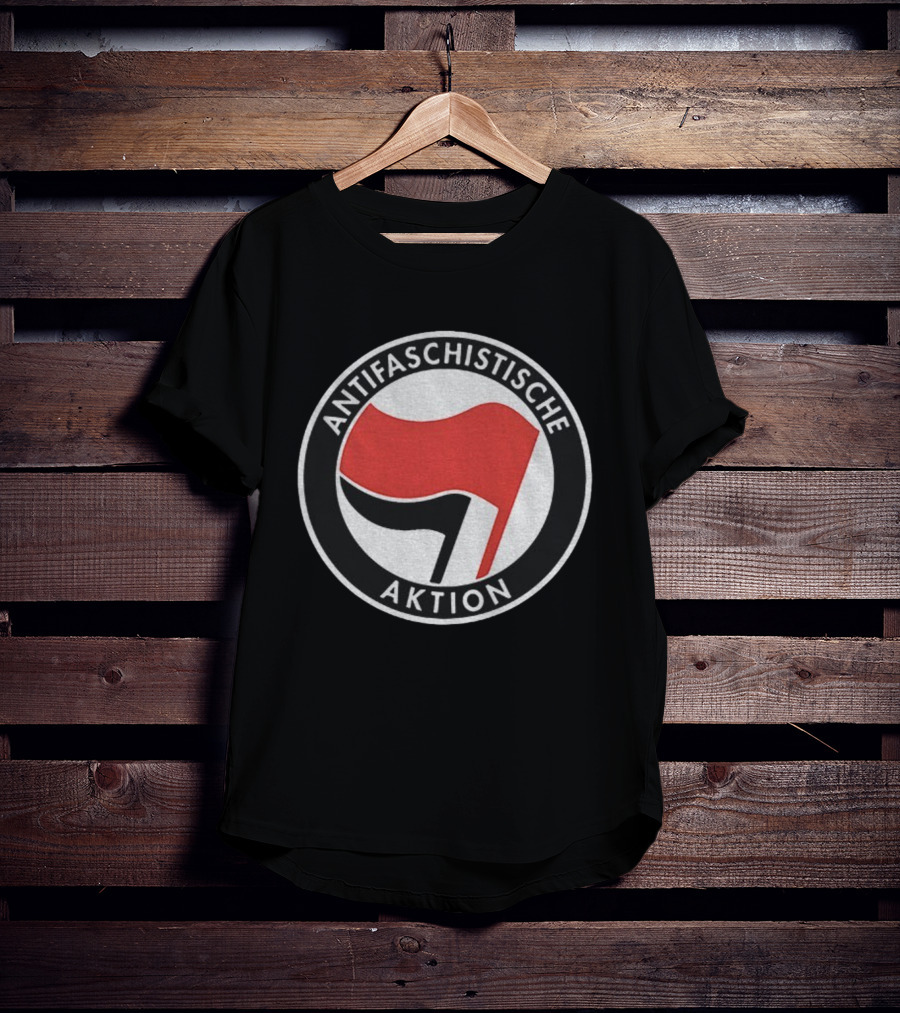 Antifaschistische Aktion Red Black Flags Anti Fascist Symbol T-Shirt