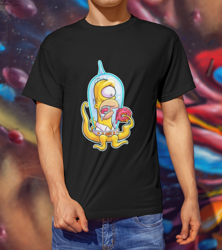 HO-MAR Simpsalien Homer Simpson BeastWreck Halloween Character Donut Space Alien T-Shirt