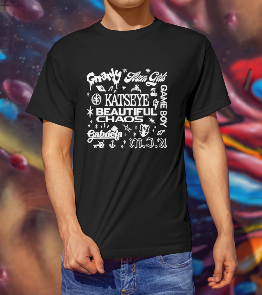 Katseye Tour Beautiful Chaos Groovy Alien Girl Game Boy Galaxy Adventure 90s Retro Style T-Shirt