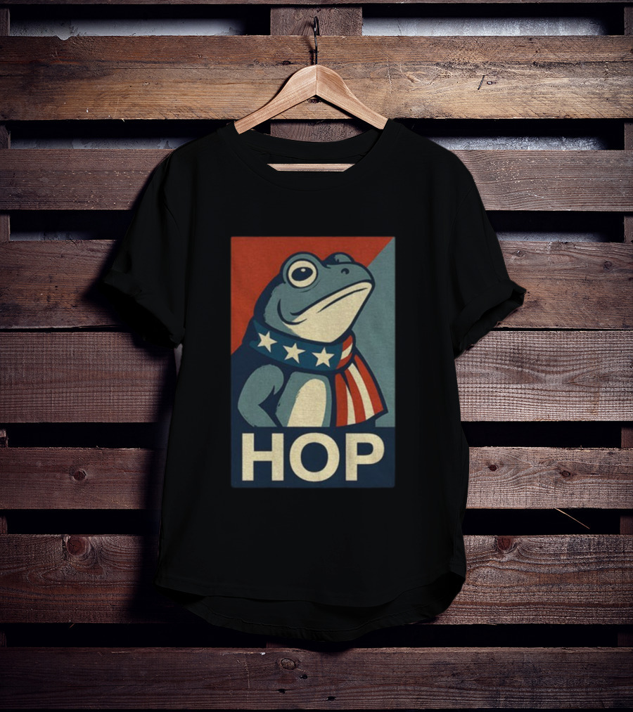 Portland HOP Frog Anti Fascist Political Parody Retro American Flag Style T-Shirt