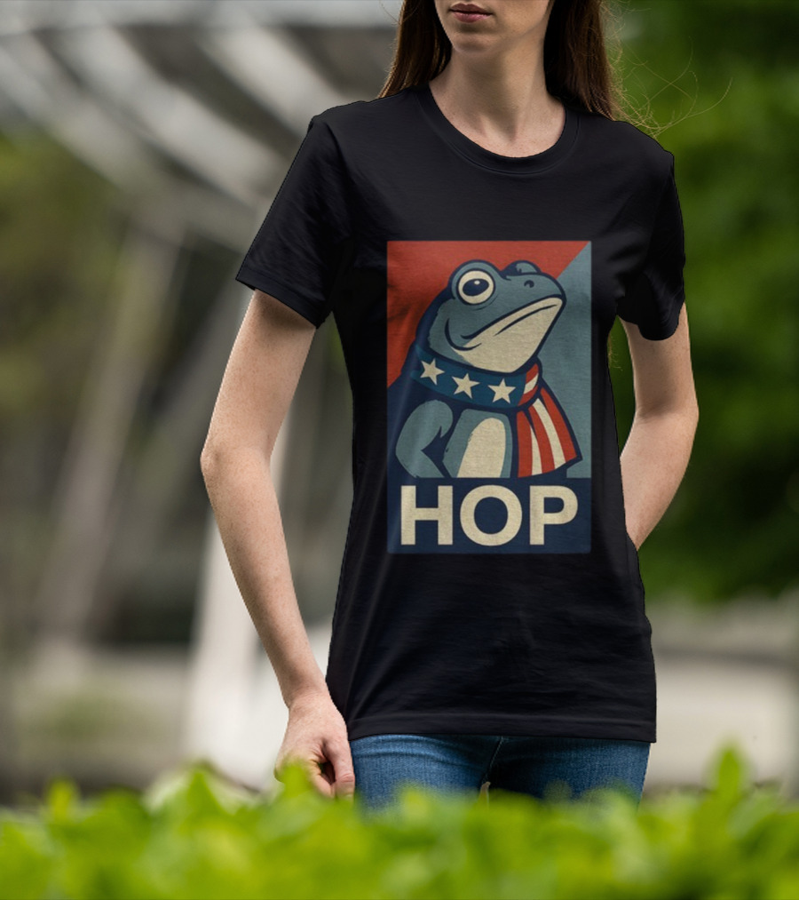 Portland HOP Frog Anti Fascist Political Parody Retro American Flag Style T-Shirt