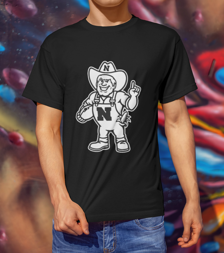 Nebraska Cornhuskers Herbie Husker Mascot Coach Matt Rhule Football T-Shirt