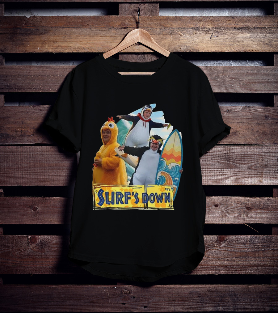 Penguins Surf's Down Wave Costume Fun T-Shirt